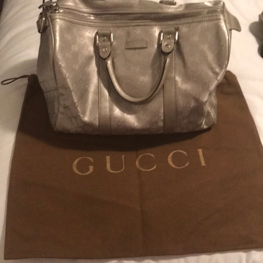 Silver Authentic Medium Boston Bag